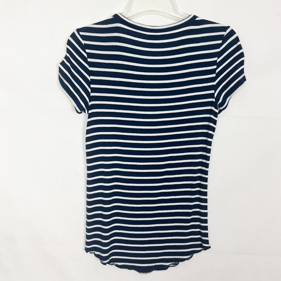 Aritzia Wilfred Striped Blue & White Ribbed Top Size Medium - Picture 5 of 7